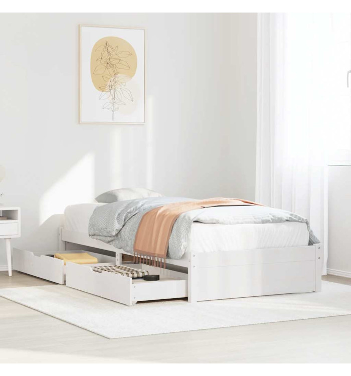 Cadre de lit sans matelas blanc 90x190 cm bois de pin massif | Mobilier & Déco