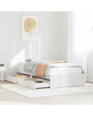 Cadre de lit sans matelas blanc 90x190 cm bois de pin massif | Mobilier & Déco