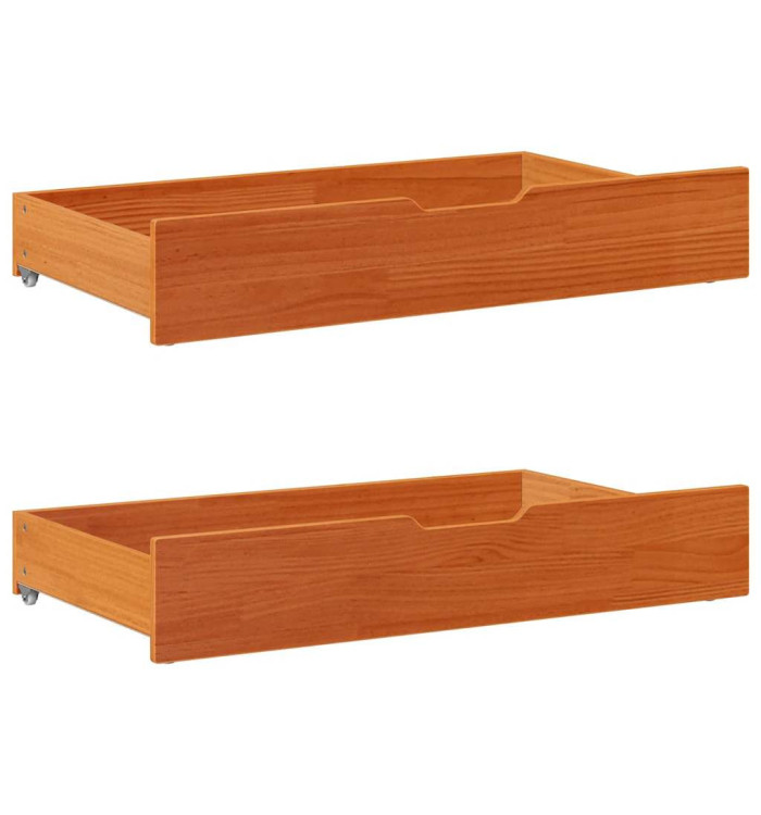 Tiroirs sous le lit 2 pcs brun cire 90x55x17 cm pin massif | Mobilier & Déco