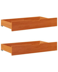 Tiroirs sous le lit 2 pcs brun cire 90x55x17 cm pin massif | Mobilier & Déco