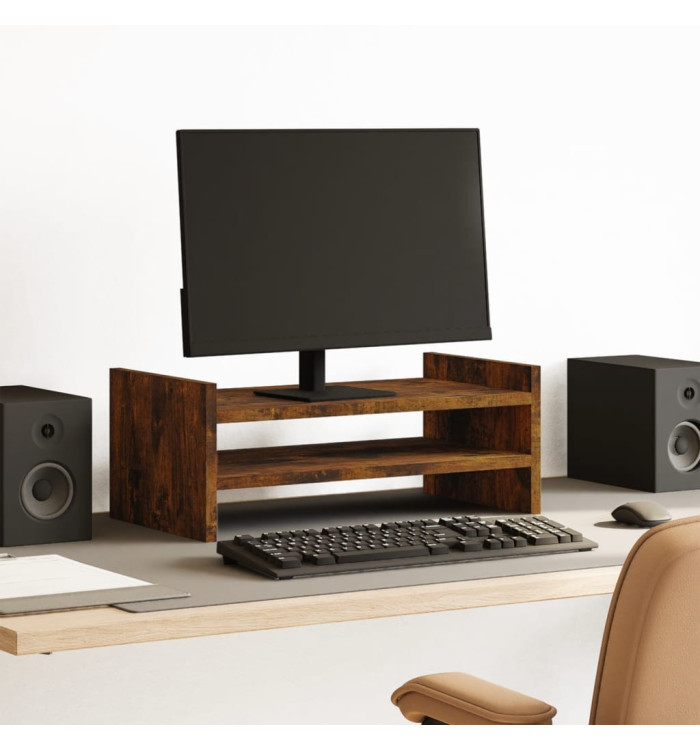 Support de moniteur chêne fumé 50x27x20 cm bois d'ingénierie | Mobilier & Déco