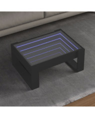 Table basse avec LED infini noir 70x53x30 cm | Mobilier & Déco