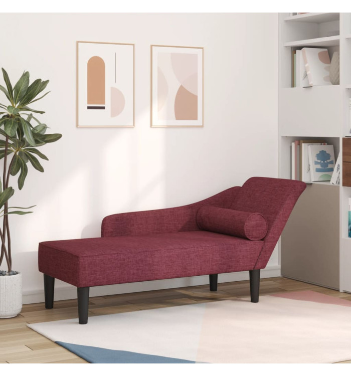 Chaise longue avec coussins rouge bordeaux tissu | Mobilier & Déco