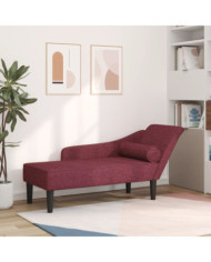 Chaise longue avec coussins rouge bordeaux tissu | Mobilier & Déco