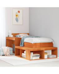 Table de chevet avec bureau cire marron bois de pin massif | Mobilier & Déco