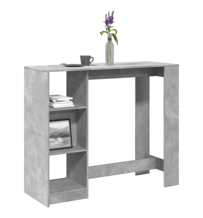 Table de bar avec étagère gris béton bois d'ingénierie | Mobilier & Déco