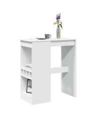 Table de bar avec étagères blanc bois d'ingénierie | Mobilier & Déco