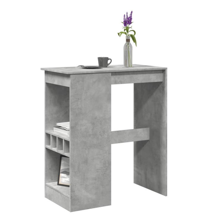 Table de bar avec étagères gris béton bois d'ingénierie | Mobilier & Déco