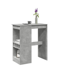 Table de bar avec étagères gris béton bois d'ingénierie | Mobilier & Déco