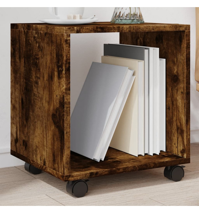 Armoire roulante chêne fumé 37x33x42,5 cm bois d'ingénierie | Mobilier & Déco