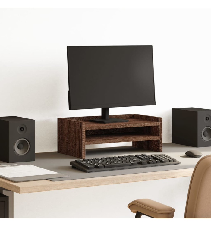 Support de moniteur chêne marron 42x24x16 cm bois d'ingénierie | Mobilier & Déco