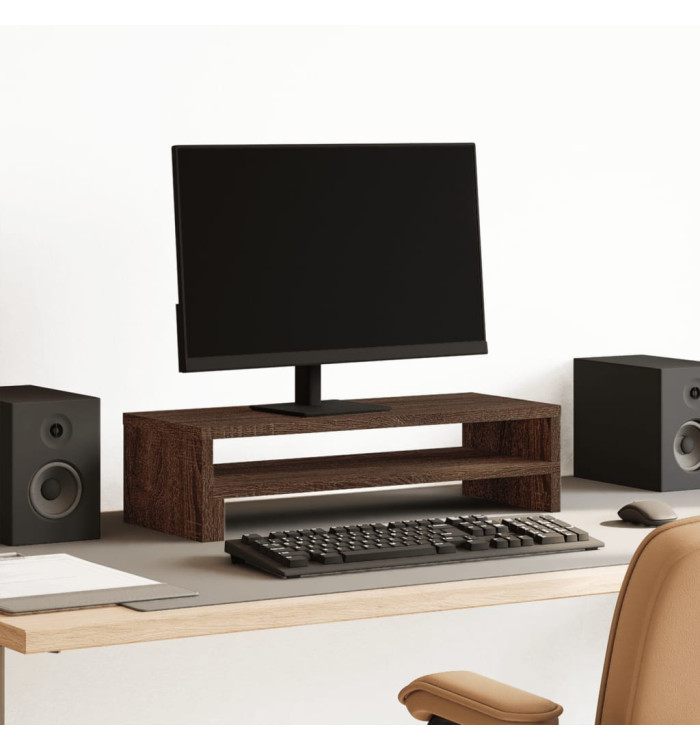 Support de moniteur chêne marron 54x22x15 cm bois d'ingénierie | Mobilier & Déco