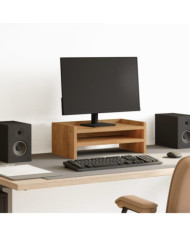 Support de moniteur chêne artisanal 42x24x16 cm bois ingénierie | Mobilier & Déco