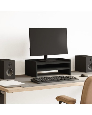 Support de moniteur noir 42x24x16 cm bois d'ingénierie | Mobilier & Déco