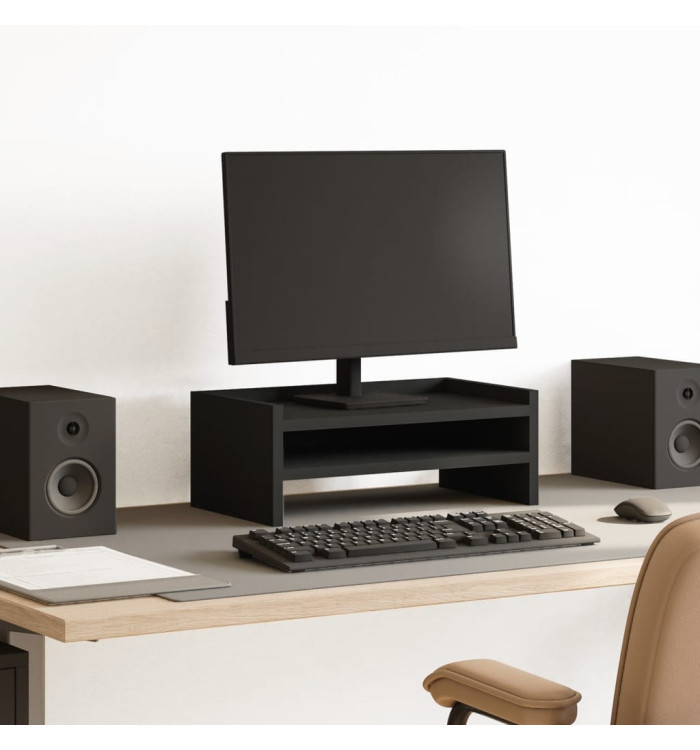 Support de moniteur noir 42x24x16 cm bois d'ingénierie | Mobilier & Déco