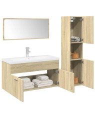 Ensemble de meubles de salle de bain 4 pcs chêne sonoma | Mobilier & Déco