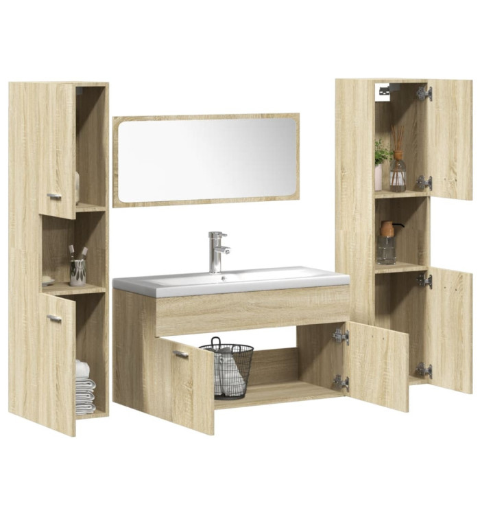 Ensemble de meubles de salle de bain 5 pcs chêne sonoma | Mobilier & Déco