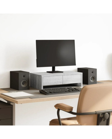 Support de moniteur avec tiroirs sonoma gris bois d'ingénierie | Mobilier & Déco