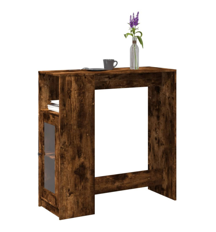 Table de bar avec étagères chêne fumé bois d'ingénierie | Mobilier & Déco