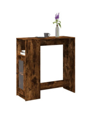 Table de bar avec étagères chêne fumé bois d'ingénierie | Mobilier & Déco