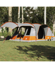 Tente de camping tunnel 5 personnes gris et orange imperméable | Mobilier & Déco