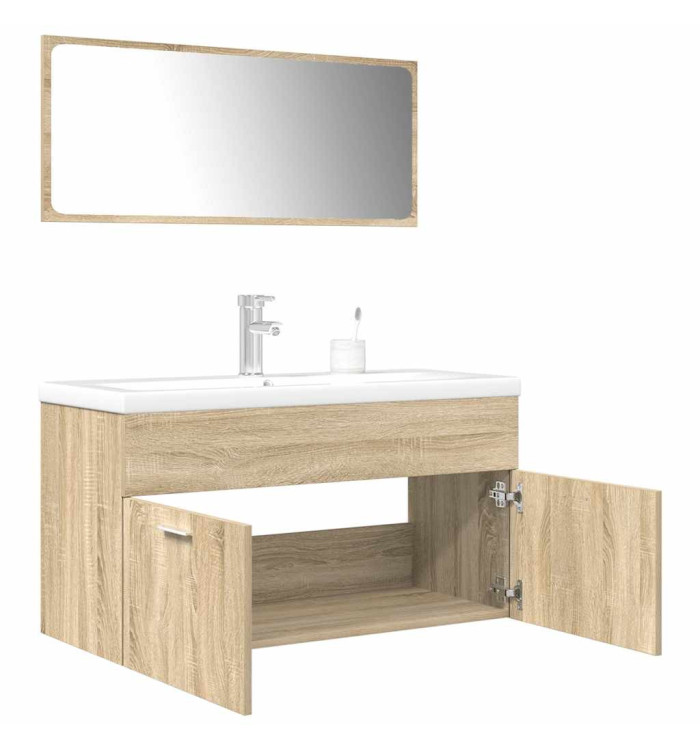 Ensemble de meubles de salle de bain 3 pcs chêne sonoma | Mobilier & Déco