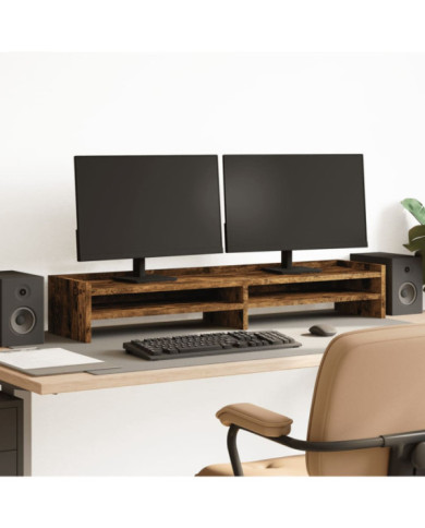 Support de moniteur chêne fumé 100x24x16 cm bois d'ingénierie | Mobilier & Déco