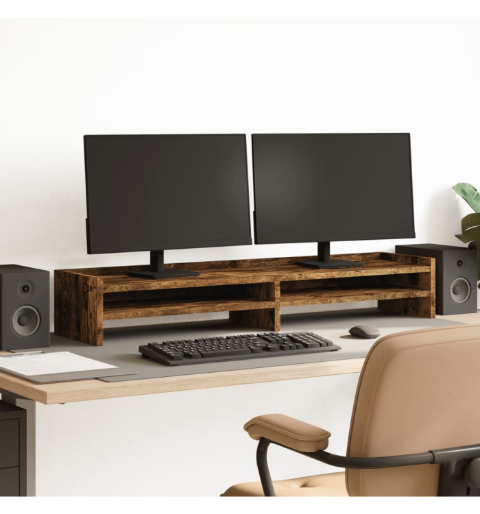 Support de moniteur chêne fumé 100x24x16 cm bois d'ingénierie | Mobilier & Déco