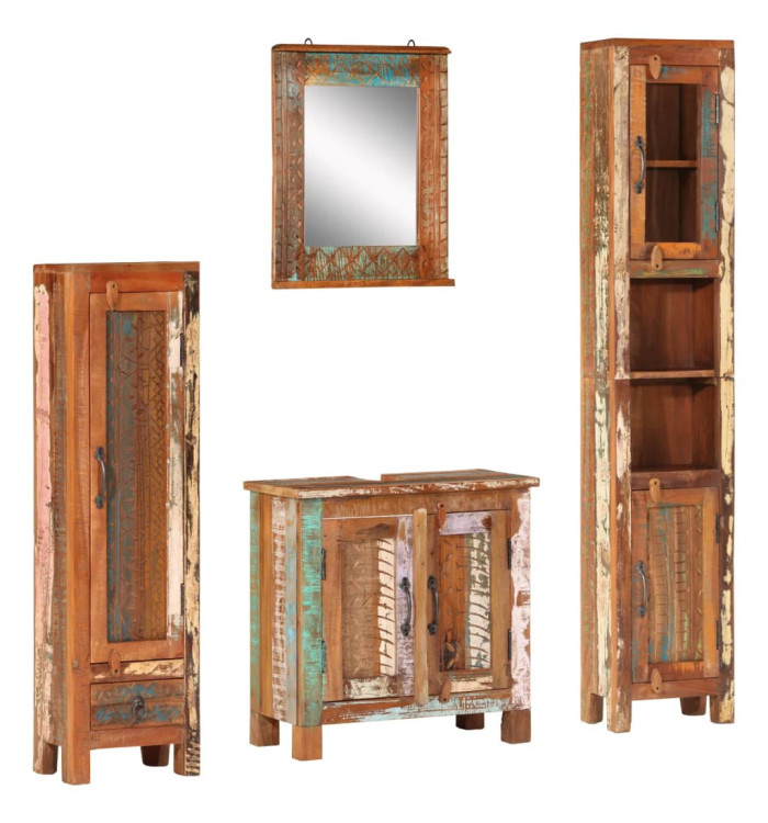 Ensemble de meubles de salle de bain 4 pcs bois massif récupéré | Mobilier & Déco