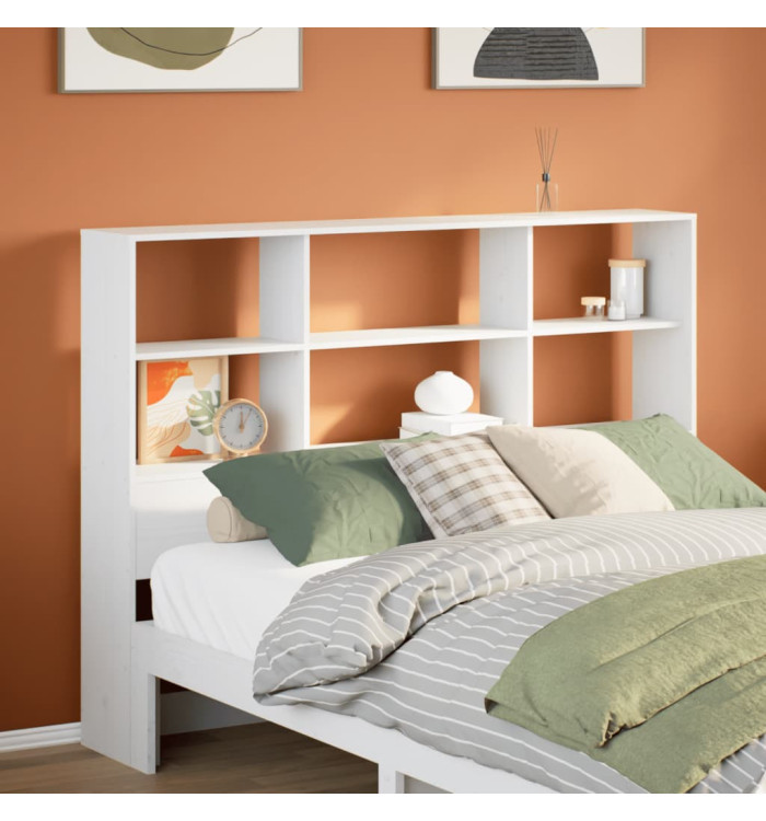 Tête de lit avec rangement blanc 160 cm bois massif de pin | Mobilier & Déco
