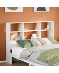 Tête de lit avec rangement blanc 160 cm bois massif de pin | Mobilier & Déco