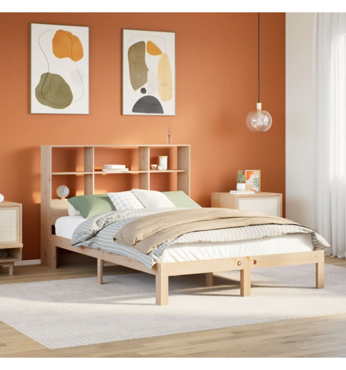 Lit bibliothèque sans matelas 150x200 cm bois massif de pin | Mobilier & Déco