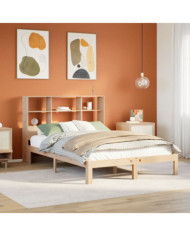 Lit bibliothèque sans matelas 150x200 cm bois massif de pin | Mobilier & Déco