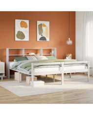 Lit bibliothèque sans matelas blanc 180x200 cm bois pin massif | Mobilier & Déco
