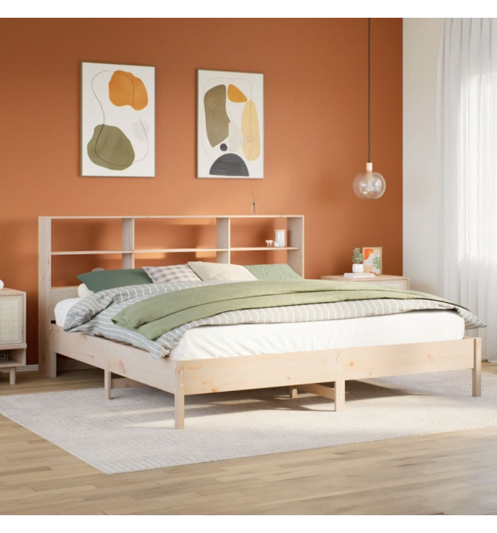 Lit bibliothèque sans matelas 180x200 cm bois massif de pin | Mobilier & Déco