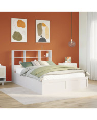 Cadre de lit sans matelas blanc 135x190 cm bois de pin massif | Mobilier & Déco