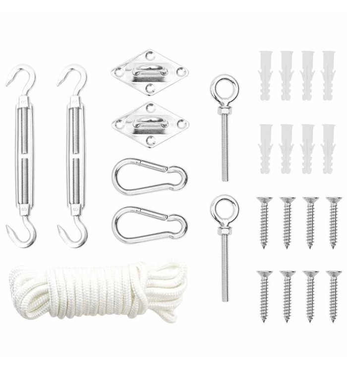 Jeu d'accessoires de voile d'ombrage 9 pcs Acier inoxydable | Mobilier & Déco