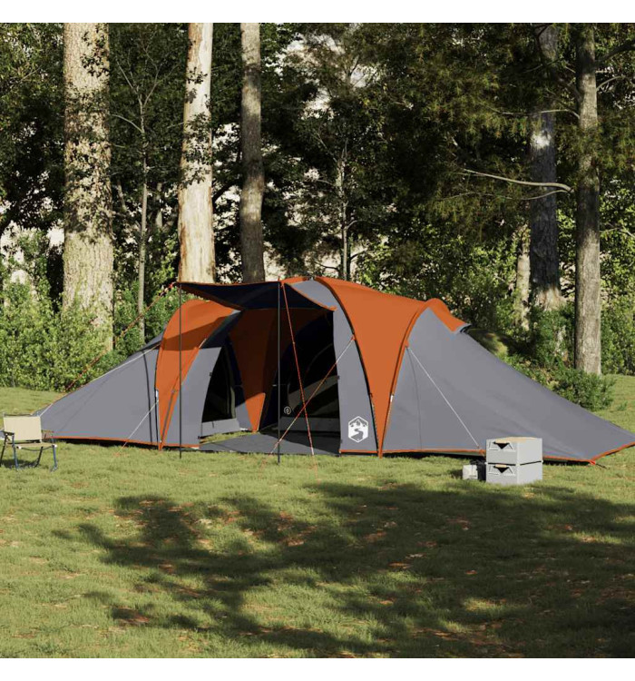 Tente familiale à dôme 6 personnes gris et orange imperméable | Mobilier & Déco