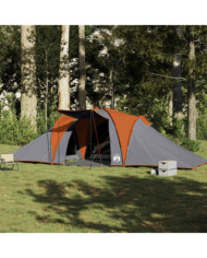 Tente familiale à dôme 6 personnes gris et orange imperméable | Mobilier & Déco