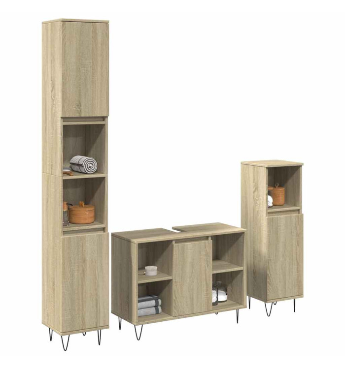 Ensemble de meubles de salle de bain 3 pcs chêne sonoma | Mobilier & Déco