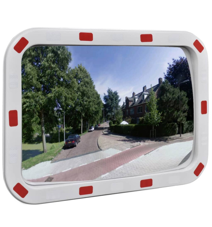 Miroir de trafic convexe rectangulaire 40x60cm avec réflecteurs | Mobilier & Déco