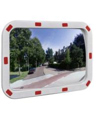 Miroir de trafic convexe rectangulaire 40x60cm avec réflecteurs | Mobilier & Déco