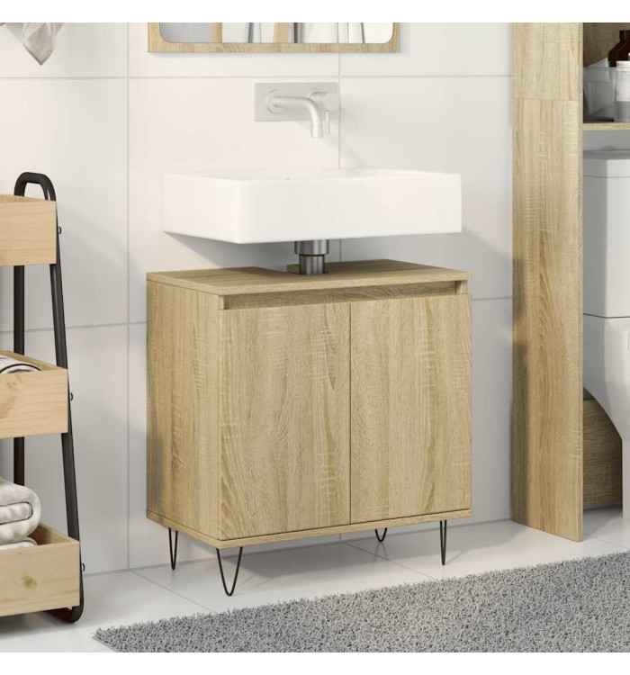 Armoire de bain chêne sonoma 58x33x60 cm bois d'ingénierie | Mobilier & Déco