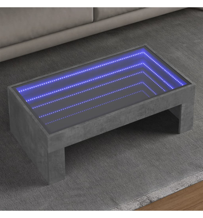 Table basse avec LED infini gris béton 90x50x30 cm | Mobilier & Déco