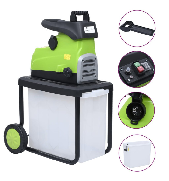 Broyeur électrique de jardin avec sac de collecte 2800 W | Mobilier & Déco