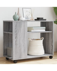 Table d'appoint avec roues sonoma gris bois d'ingénierie | Mobilier & Déco