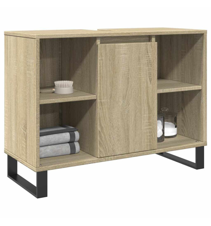 Armoire salle de bain chêne sonoma 80x33x60cm bois d'ingénierie | Mobilier & Déco