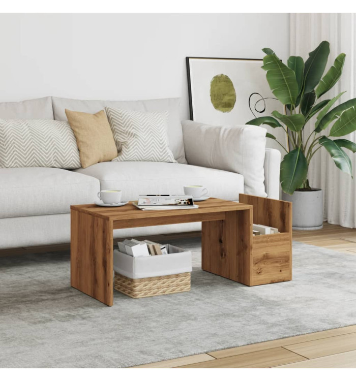 Table basse chêne artisanal 90x45x35 cm bois d'ingénierie | Mobilier & Déco