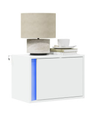 Tables de chevet murales avec lumières LED 2 pcs blanc | Mobilier & Déco