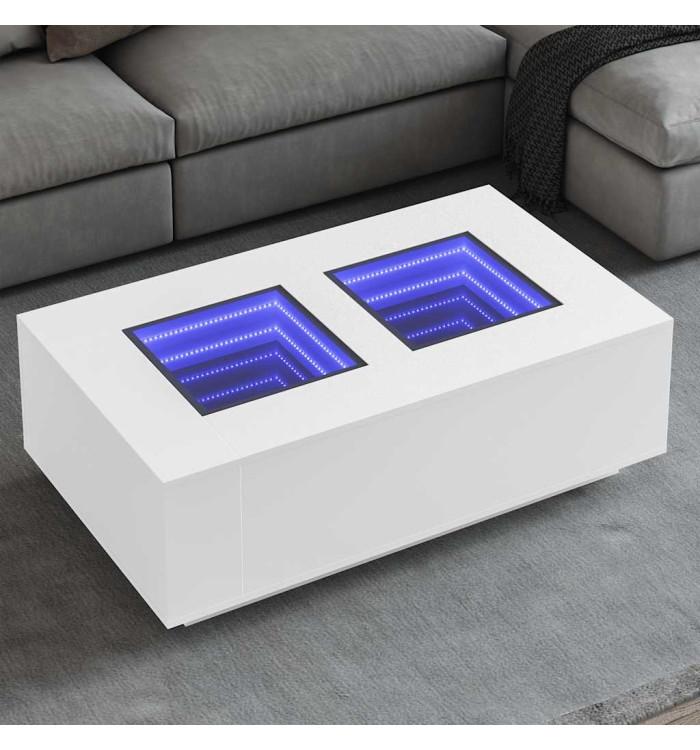 Table basse avec LED infini blanc 116x69x40 cm | Mobilier & Déco